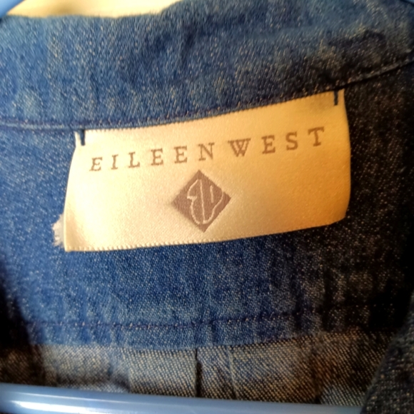 Vintage Eileen West Denim Dress 10 M Long Sleeve Pockets 80s 90s Heavy - Picture 5 of 7